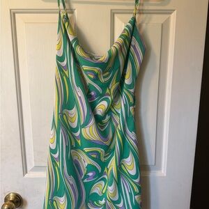 Vibrant Green Swirl Mini Dress